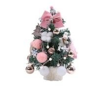 Hapivida Small Xmas Tree with Adjustable Lights, PVC Lightweight Desktop Christmas Decoration 35cm with Sparkling String Lights for Home Office Tabletop Shelf Decor (Roseate)