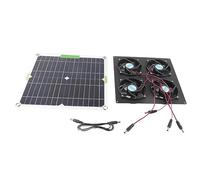 Hapivida Solar Panel Fan Kit, 4 Ports Monocrystalline Silicon Ventilator Exhaust Fan for Greenhouses Sheds Pet Houses