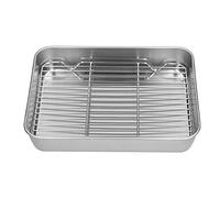 Hapivida Stainless Steel Roasting Tray with Cooling Rack, Versatile Rectangular Oven Pan Dish for Baking, Grilling, Roasting Chicken, Beef, Vegetables, 26.5 * 20.5 * 5CM, Dual Size for Every Occasion
