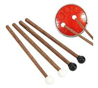Hapivida Steel Tongue Drum Mallets, Lightweight Rubber-Tipped Wooden Handle Percussion Sticks, 16.5cm, 4 Pcs, Rubber+Wenge Wood for Beginners Music Practice