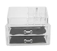 Hapivida Transparent Makeup Storage Box Set Two Tier Lipstick Organizer Display Holder, PS Material Cosmetics Organizer with Removable Drawers for Beauty Tools Storage