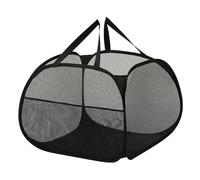 Hapivida Up Laundry Basket, Foldable Breathable Mesh Hamper with Handle and Side Pocket 90L Capacity for Clothes Storage in Bathroom Bedroom Dorm (Black)