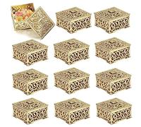 Hapivida Wedding Gift Boxes, Plastic Mini Hollow Out Candy Gift Box, Party Favour Candy Boxes for Wedding Favours, Christmas, Birthday (Gold*12pcs)
