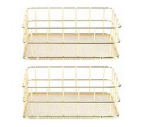 Hapivida Wire Mesh Basket, Golden Desktop Metal Storage Basket Iron Grid Storage Tray Net Basket Bins for Home Cosmetic Stationery (2pcs 17x12x6cm)