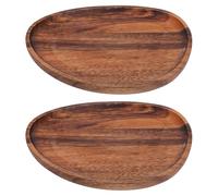 Hapivida Wooden Plates, Decorative Acacia Wood Dinner Plates Classic Irregular Serving Trays Platters for Fruits, Dessert, Sushi, Food (26 * 21cm-2pcs)