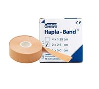 HAPLA-BAND 2.5cm x 10m (2 ROLLS) Flesh coloured, thin hypoallergenic bandage, has elastic warp threads which allow the bandage to stretch