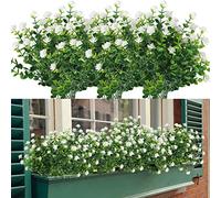 HAPLIA 20 Bundles Artificial Flowers, Fake Artificial Greenery UV Resistant No Fade Faux Plastic Plants for Wedding Bridle Bouquet Indoor Outdoor Home Garden Kitchen Office Table Vase (White)