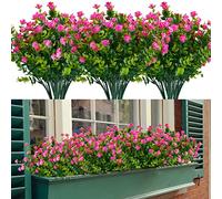 HAPLIA 20 Bundles Artificial Flowers, Fake Artificial Greenery UV Resistant No Fade Faux Plastic Plants for Wedding Bridle Bouquet Indoor Outdoor Home Garden Kitchen Office Table Vase(Pink)