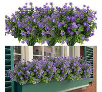 HAPLIA 20 Bundles Artificial Flowers, Fake Artificial Greenery UV Resistant No Fade Faux Plastic Plants for Wedding Bridle Bouquet Indoor Outdoor Home Garden Kitchen Office Table Vase (Purple)