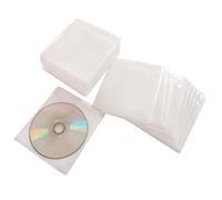 HAPLIVES CD/DVD/BluRay Sleeves,Double-Sided Refill Plastic Sleeve for CD and DVD Storage Binders,100 Pack (White)