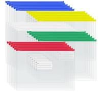 Haploon 50 Pcs Clear Poly Zip Envelopes (A4 Letter Size) - Heavy Duty Reusable Plastic Document Folders with Label Pocket | Waterproof Zipper Pouch for Office, School, Travel Supplies Storage