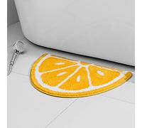 HAPLOVE 19.7x31.5 inch Half Round Microfiber Soft Lemon Shape Bathroom Rugs Non Slip Shag Bath Mat Rug for Kitchen Bedroom Rubber Shower for Floor Living Room Mats (50x80cm, Lemon)