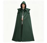 HAPNBCELE Adults Renaissance Cloak with Hood, Medieval Cape LARP Renaissance Fair Wizards Witch Role-Play Costume Halloween (Dark Green, 66.92"/170cm)