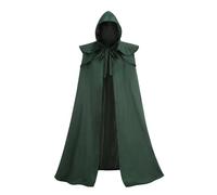 HAPNBCELE Adults Renaissance Cloak with Hood, Medieval Cape LARP Renaissance Fair Wizards Witch Role-Play Costume Halloween (Dark Green, 59.05"/150cm)