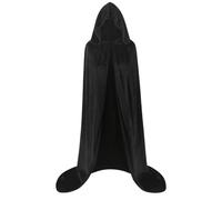 HAPNBCELE Black Cloak Hooded Men Women for Medieval Renaissance Halloween Cosplay Costume-170cm