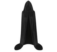 HAPNBCELE Black Cloak Hooded Men Women for Medieval Renaissance Halloween Cosplay Costume