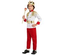 HAPNBCELE Boys Prince Costume, 5PCS Charming Royal King Dress Up for Kids World Book Day Halloween Christmas Birthday Party