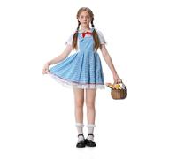 HAPNBCELE Dorothy Costume Girl, Dorothy Girl Costume with Idyllic Girl, Book Day Christmas Dress Up, Fancy plaid dress,XL