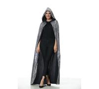 HAPNBCELE Glittering Full Length Cape for Halloween Bling Bling Cloak for Halloween Outfits（63inch,silver）