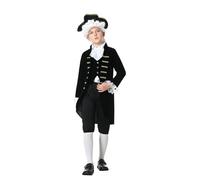 HAPNBCELE Historical Boys Revolutionary War Costume Founding Father Costume 6 Pcs Colonial Day Teaching Activity (Hamilton costume-12-14Y-XXL)