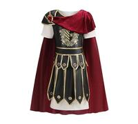 HAPNBCELE Kids Roman Warrior Costume, Ancient Empire Sparta Knights Outfits LARP Renaissance Fair World Book Day Halloween (Red-Brown, 9-10 Years)