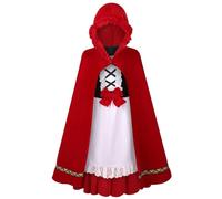 HAPNBCELE Little Red Riding Hood Costume for Girls Storybook Character for Kids Pioneer Costumes Cosplay Halloween Party (Ribbon-6-8Y)