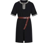 HAPNBCELE Men Medieval Tunic Costume with Renaissance Brown Belt Black Viking Knight Pirate Warrior Outfits 2PCS Halloween Cosplay XL