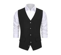 HAPNBCELE Men's Formal Waistcoat for Wedding Business and Tuxedo Solid Color Suit Vest with Adjustable Fit(M,black)