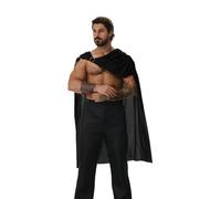 HAPNBCELE Men's Spartan Warrior Costume, Greek Roman Gladiator Armor Set with Cape and Wristbands, Adult Halloween Cosplay Outfit (Black, 46.5")