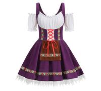 HAPNBCELE Oktoberfest Costume for Womens, German Dirndl Dress One-Shoulder Traditional Bavarian Carnival Halloween Outfits (Purple, Medium)