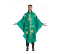 HAPNBCELE Prayer Shawl for Men Priest Robes Choir Church Clothes Preacher Cosplay,Celebrations, Wedding （Green
