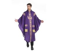 HAPNBCELE Prayer Shawl for Men Priest Robes Choir Church Clothes Preacher Cosplay,Celebrations, Wedding (Purple)