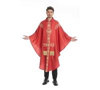 HAPNBCELE Priest Costume for Men, Religious Reverend Cosplay Clergy Attire Robe Shawl Outfits with Stole Halloween Christmas (One Size, Red)