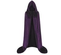 HAPNBCELE Purple Hooded Cloak Men Women Satin Cape Witch Vampire Costume for Medieval Renaissance Halloween Cosplay Costume-170cm