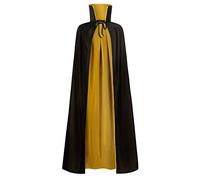 HAPNBCELE Reversible Cape Adult Medieval Vampire Devil Costume for Halloween Christmas Masquerade Party(Black&Yellow)