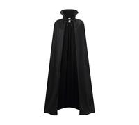 HAPNBCELE Reversible Cape Adults, Medieval Vampire Devil Magician Wizard Cloak Costume Halloween Christmas Masquerade Party (Black-Black, 150cm/59.05")