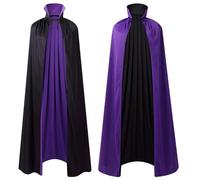 HAPNBCELE Reversible Cape Adults, Medieval Vampire Devil Magician Wizard Cloak Costume Halloween Christmas Masquerade Party (Purple-Black, 150cm/59.05")