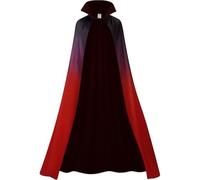HAPNBCELE Reversible Gradient Cape Adults, Medieval Vampire Devil Magician Wizard Cloak Costume Halloween Christmas Masquerade Party (Gradient Red, 150cm/59.05")