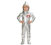HAPNBCELE Tin Man Costume for Kids, Boys Girls Silver Metallic Robot Outfit World Book Day Halloween Birthday Dress Up Party