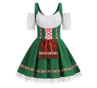 HAPNBCELE Women Oktoberfest Costume Adult German Bavarian Dirndl Off-Shoulder Velvet Green Beer Dress Halloween Carnival Cosplay XL
