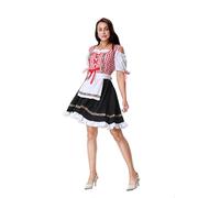 HAPNBCELE Women's German Oktoberfest Costume Dirndl Dress Slimming Plaid Dress Mardi Gras Bavarian Costume Mardi Gras Party(Red lattice,M)