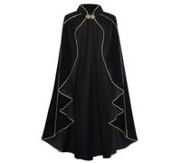 HAPNBCELE Women's Medieval Cloak Renaissance Velvet Cape with Stand-Up Collar Queen Empress Princess Costume Halloween Christmas Party Cosplay Dress Up (Black, 43.3“/110cm)