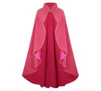 HAPNBCELE Women's Medieval Cloak Renaissance Velvet Cape with Stand-Up Collar Queen Empress Princess Costume Halloween Christmas Party Cosplay Dress Up (Pink, 43.3“/110cm)
