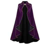 HAPNBCELE Women's Medieval Cloak Renaissance Velvet Cape with Stand-Up Collar Queen Empress Princess Costume Halloween Christmas Party Cosplay Dress Up (Purple, 43.3“/110cm)