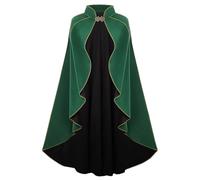 HAPNBCELE Women's Medieval Cloak Renaissance Velvet Cape with Stand-Up Collar Queen Empress Princess Costume Halloween Christmas Party Cosplay Dress Up (Retro Green, 51.1“/130cm)