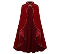 HAPNBCELE Women's Medieval Cloak Renaissance Velvet Cape with Stand-Up Collar Queen Princess Costume Halloween Christmas