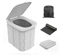 Hapoon Portable Camping Toilet for Adults - XL Folding Toilet with Lid, Travel Portable Potty, Grey