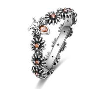 Hapour 925 Sterling Silver Animal Rings for Women, Flower Bee Ring Sterling Silver Daisy Ring for Women Retro Vintage Jewelry Rings, Gifts for Birthday Xmas