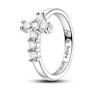 Hapour 925 Sterling Silver Rings for Women, Silver Promise Rings for Her Inspirational Jewelry Sterling Faith Hope Love Sideways Cross Ring Stackable Wedding Band