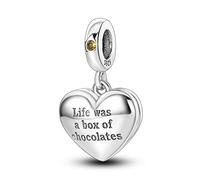 Hapour Love Heart Charms for Bracelet & Necklace, 925 Sterling Silver Dangle Pendant Bead with Cubic Zirconia Inspirational Engraving Jewelry Personality Encouragement Gifts for Women